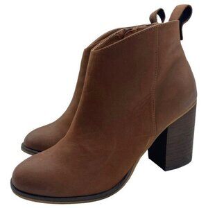 BP Lance Leather Block Heel Bootie  Brown Nubuck Leather  Women Size 8  NEW